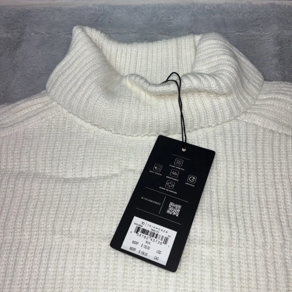 7 Diamonds Men's Twin City Rolled Turtleneck Sweater XL  Ivory 4 Way Stretch NWT